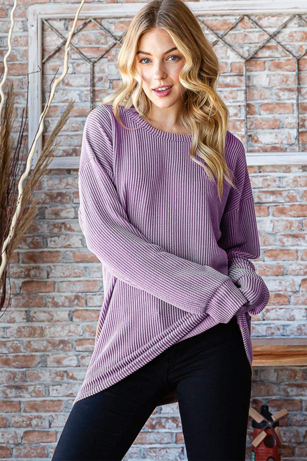 Heimish Full Size Round Neck Dropped Shoulder Blouse CaRaUaNa Fashion