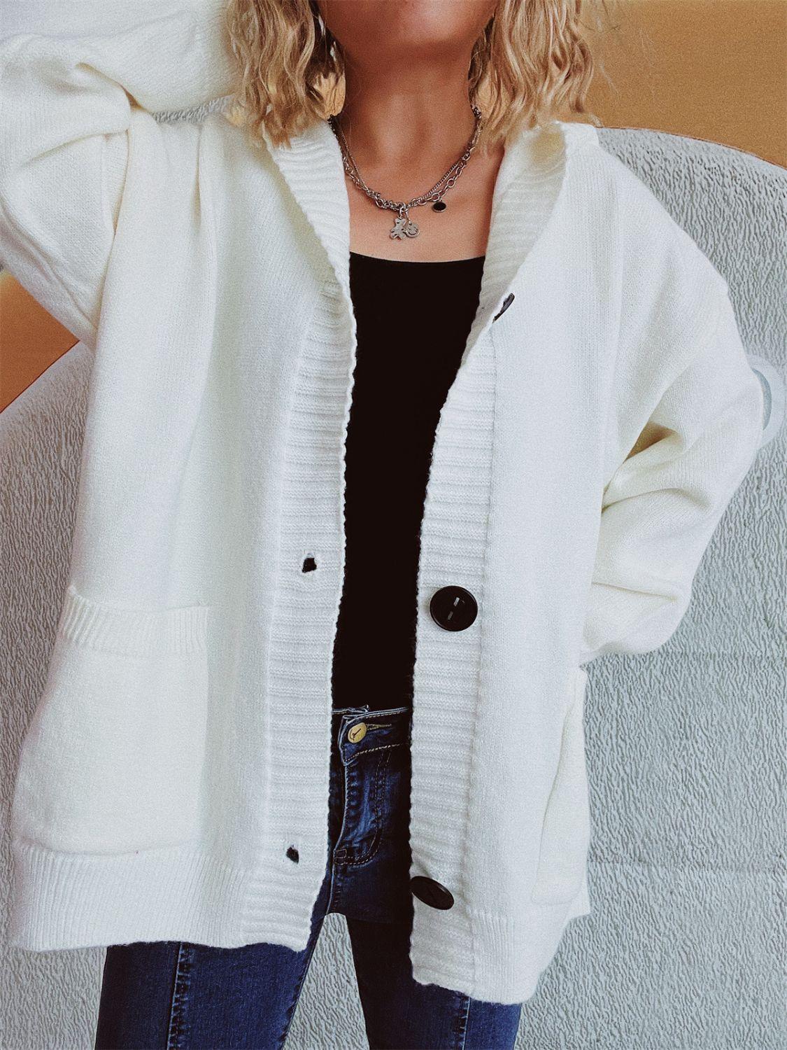 Dropped Shoulder Long Sleeve Hooded Cardigan Carauana Store