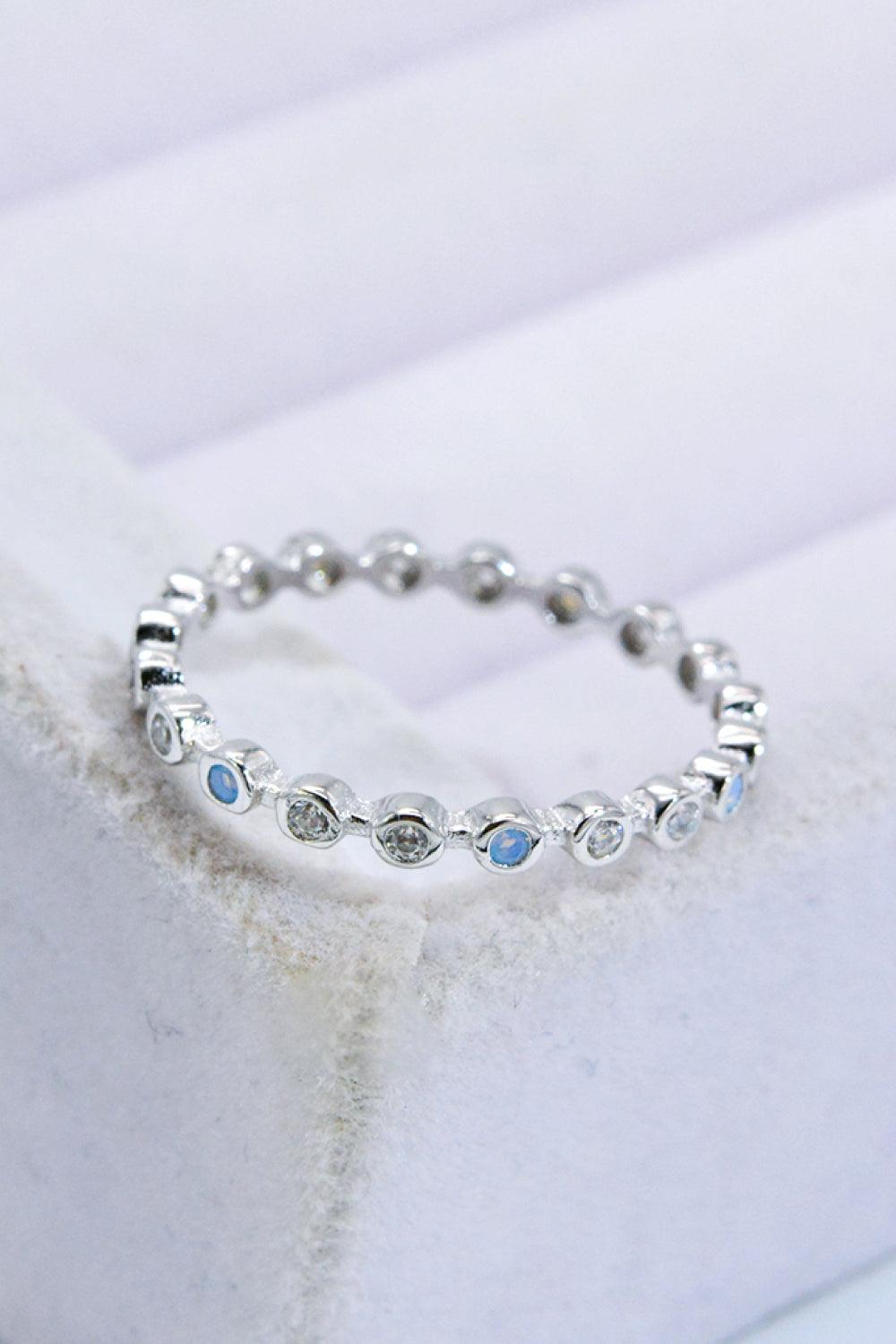 925 Sterling Silver Zircon and Natural Moonstone Ring Carauana Store