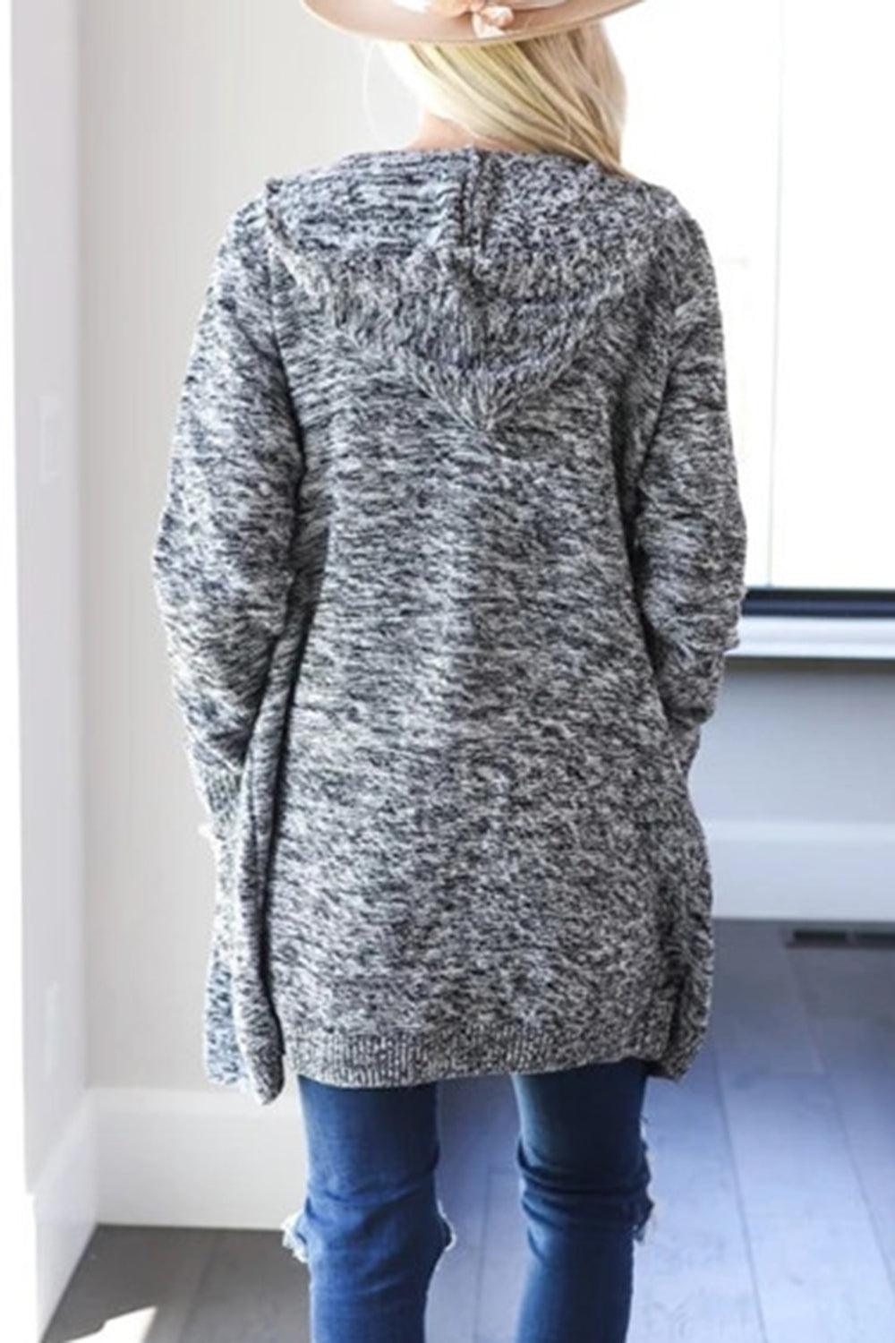 Heathered Open Front Cardigan with Pockets Carauana Store