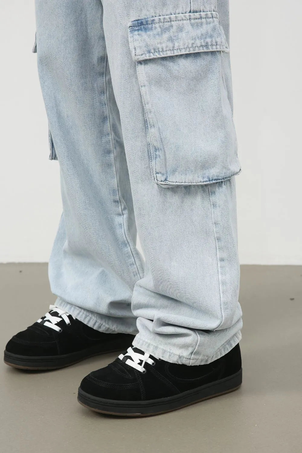 Men's Wide Leg Jeans with Cargo Pockets Carauana Store