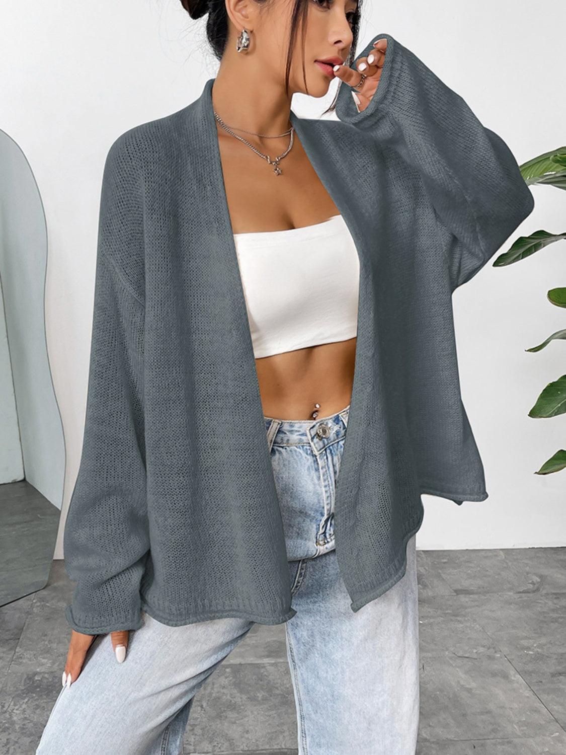 Open Front Dropped Shoulder Cardigan Carauana Store