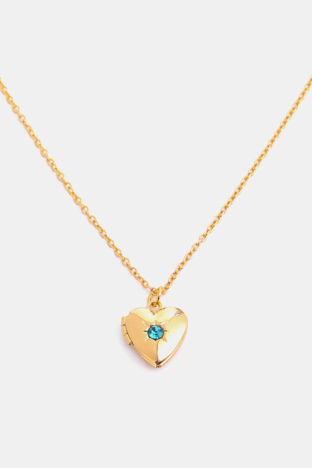 Zircon Heart Shape 14K Gold-Plated Pendant Necklace Carauana Store