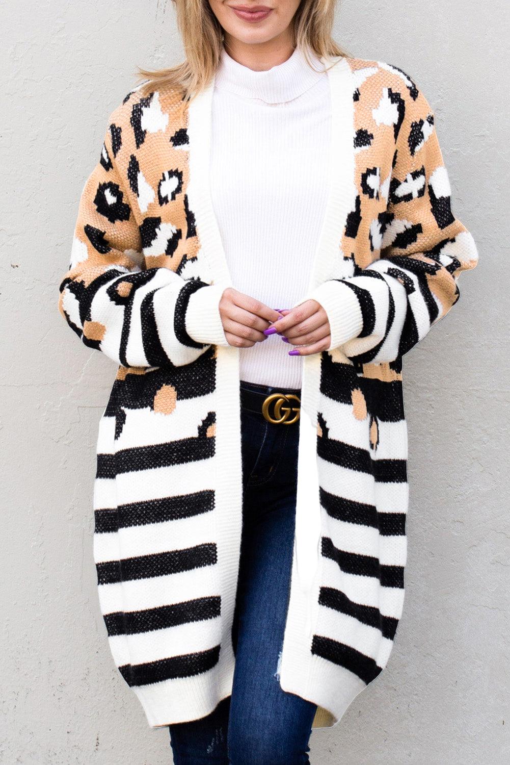Striped Open Front Longline Cardigan Carauana Store