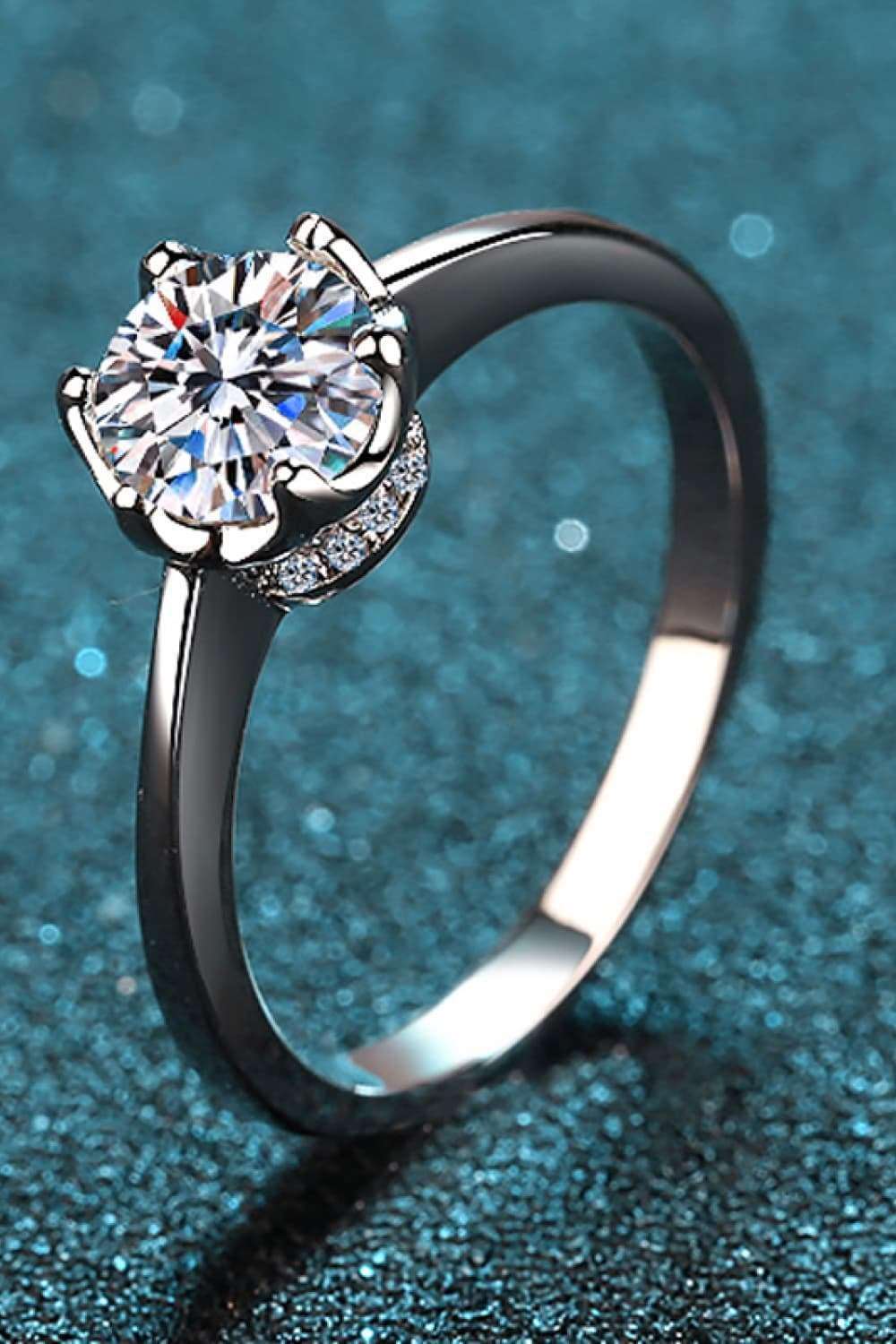 1 Carat Moissanite Rhodium-Plated Solitaire Ring Carauana Store
