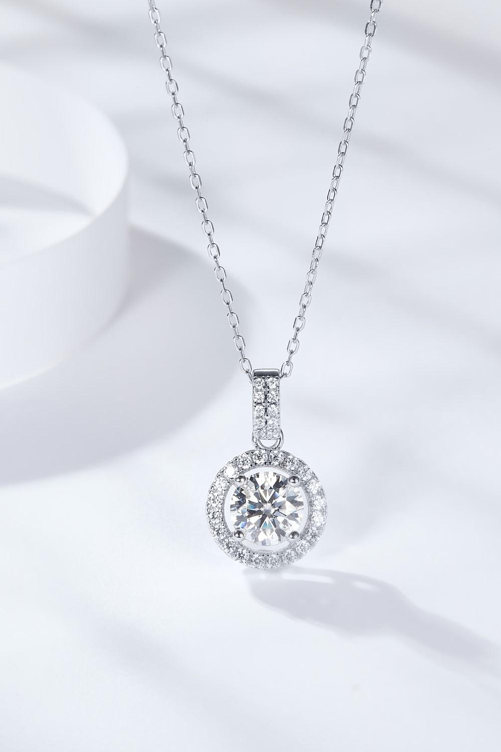 2 Carat Moissanite Round Pendant Necklace Carauana Store