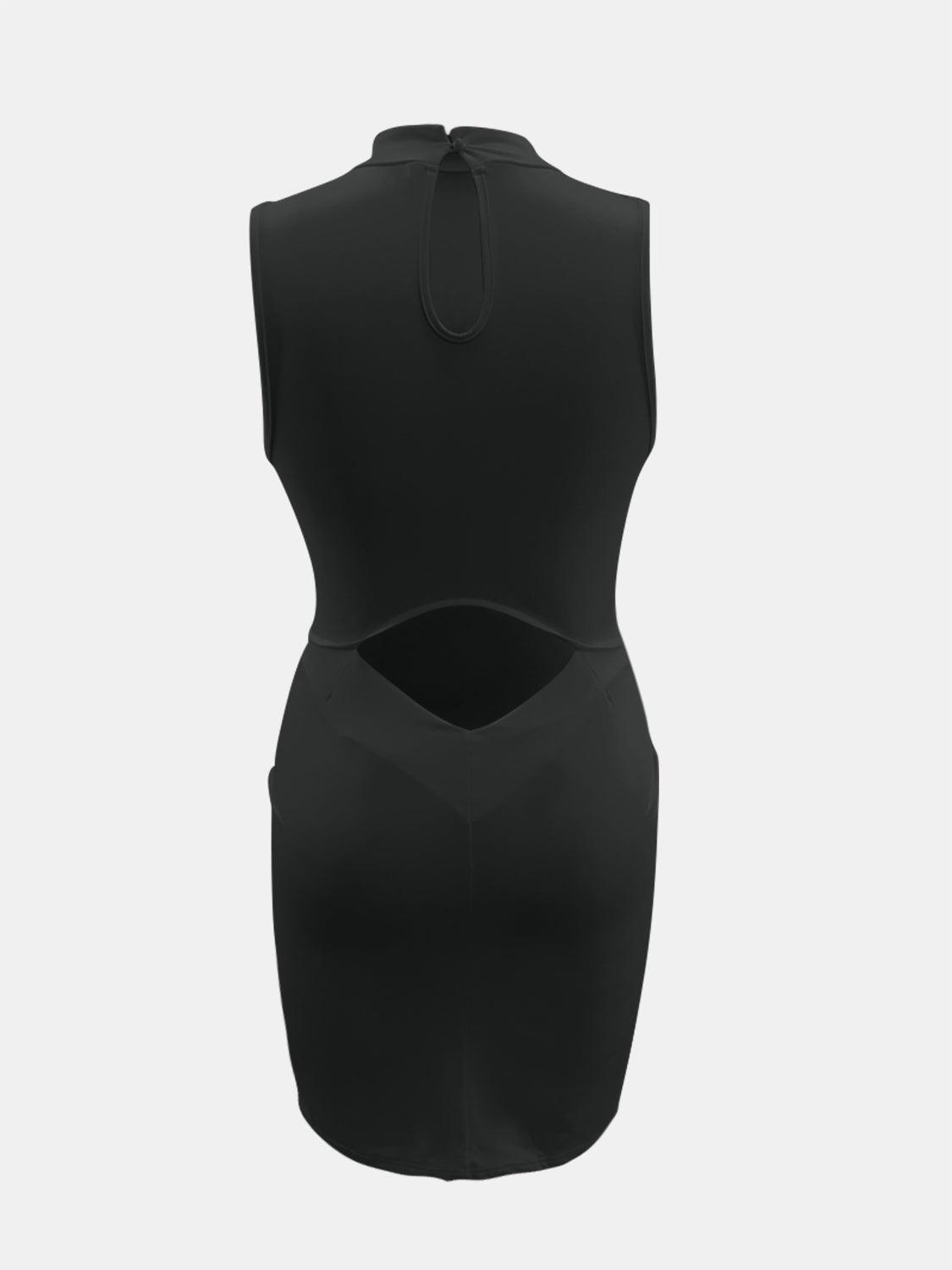 Cutout Mock Neck Sleeveless Dress Carauana Store