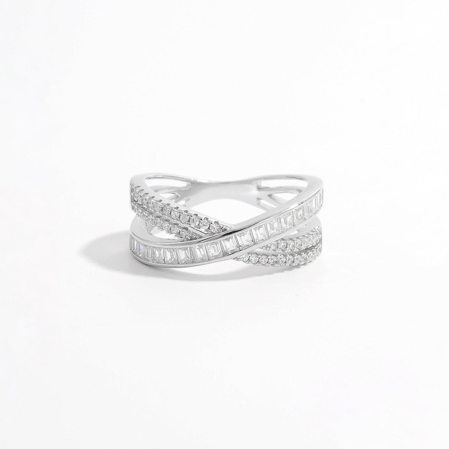 X Shape Inlaid Zircon 925 Sterling Silver Ring Carauana Store