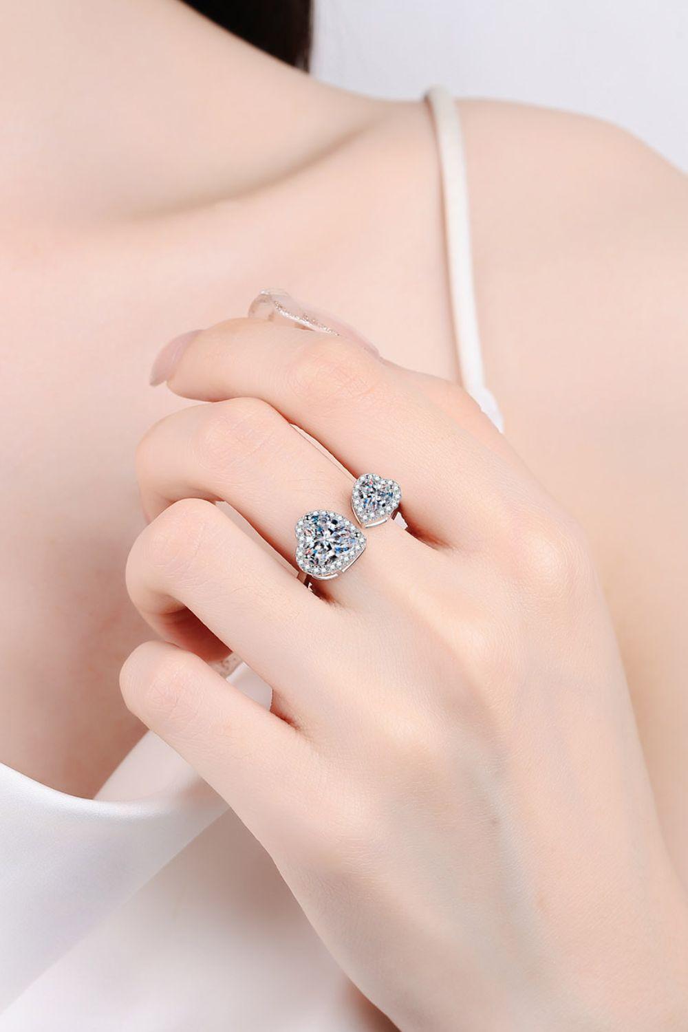 Heart-Shape Moissanite Open Ring Carauana Store