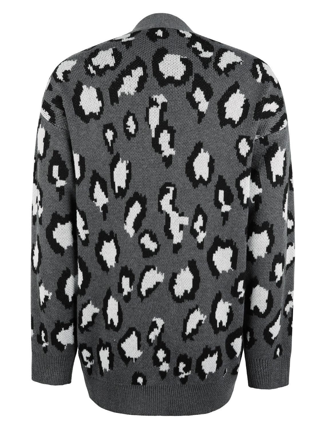 Leopard Open Front Dropped Shoulder Cardigan Carauana Store