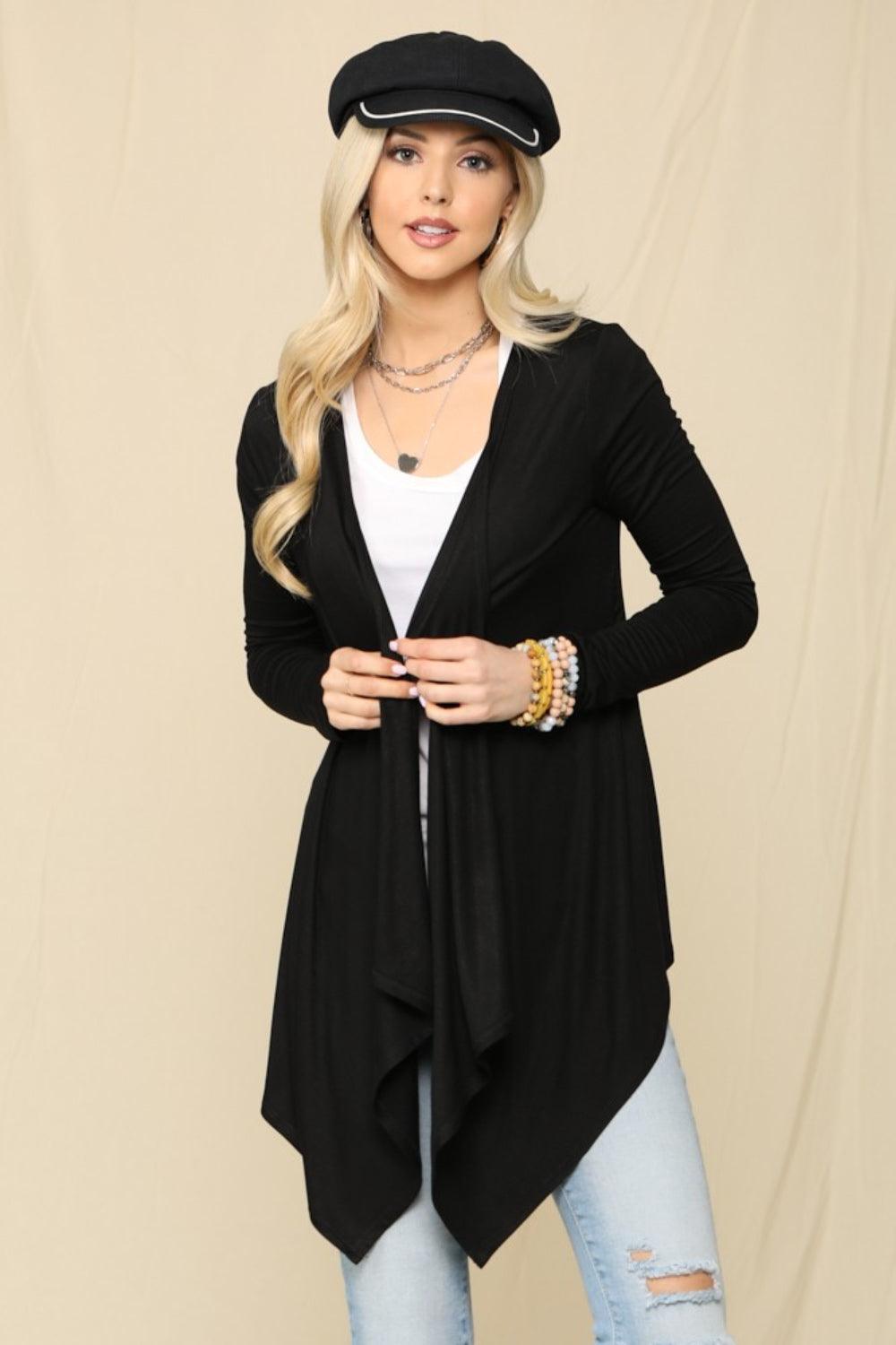 Celeste Full Size Open Front Knit Cardigan Carauana Store