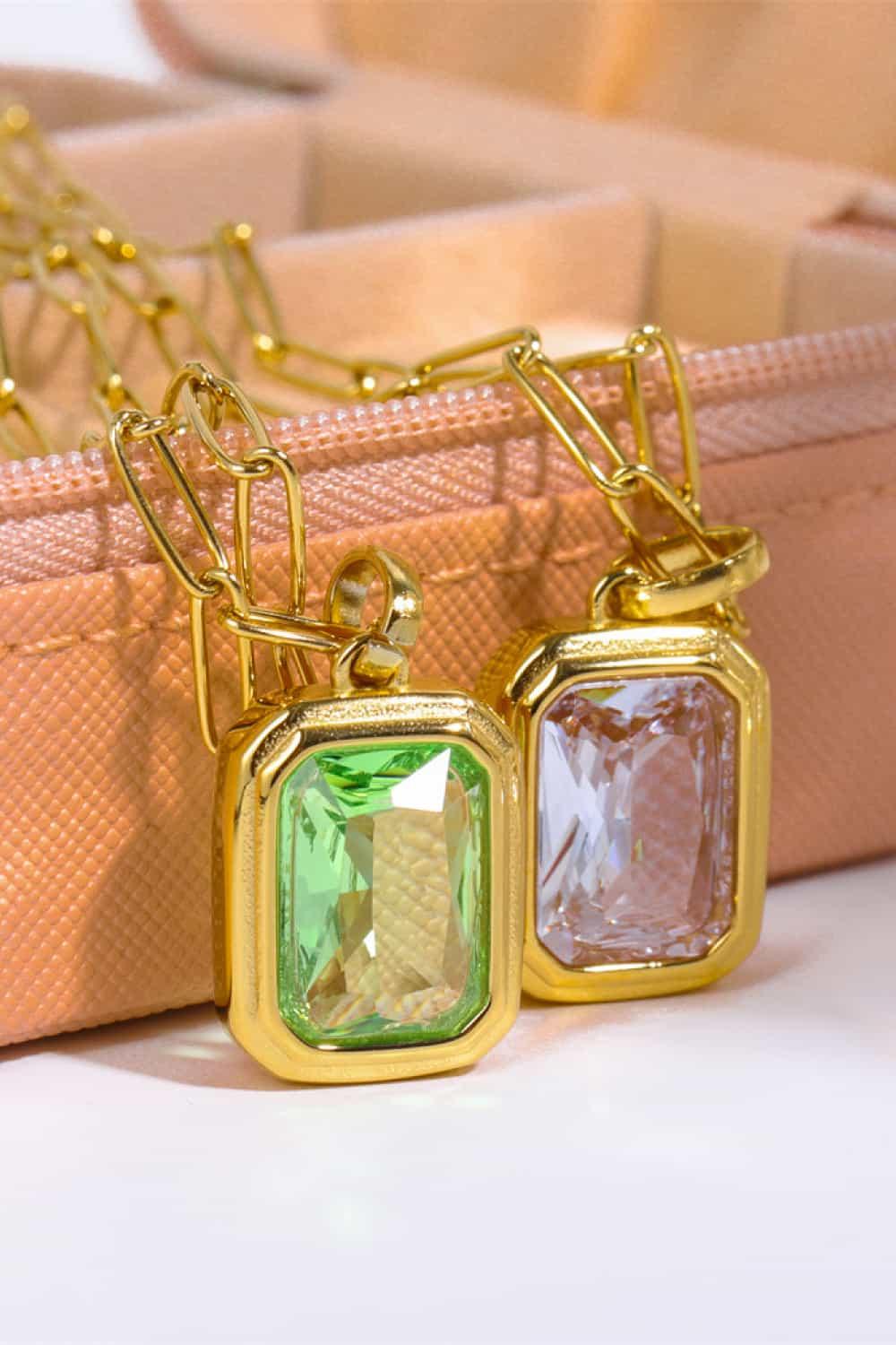 Zircon 18K Gold-Plated Geometrical Shape Pendant Necklace Carauana Store