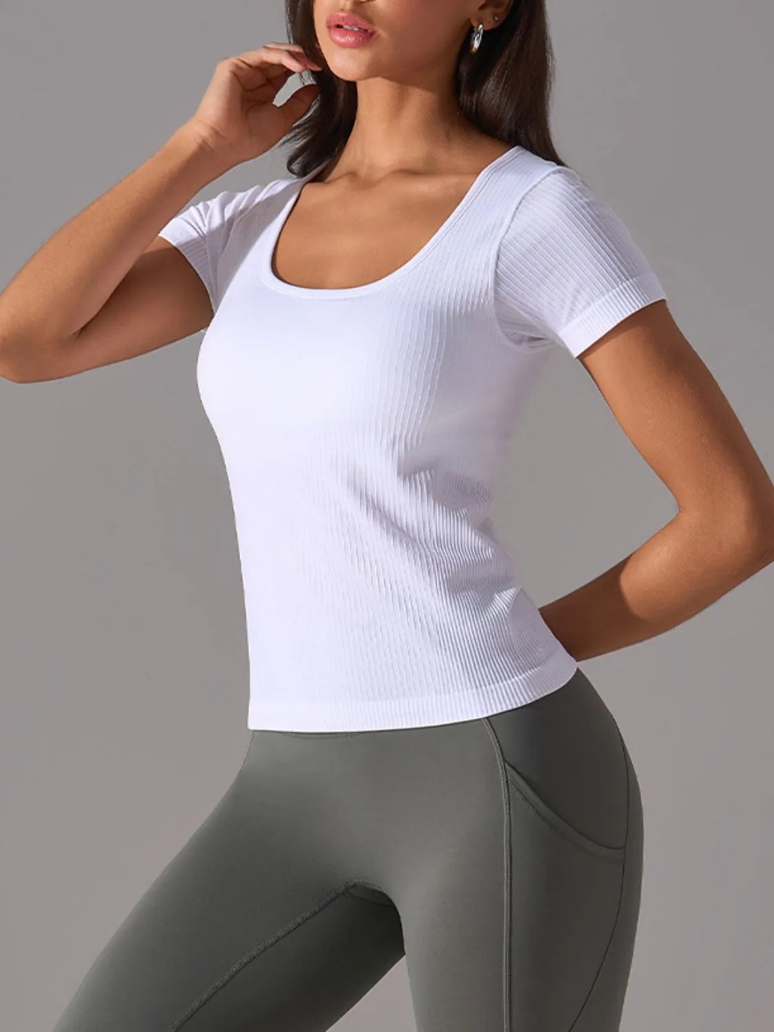 Square Neck Active T-Shirt with Detachable Chest Pads Carauana Store