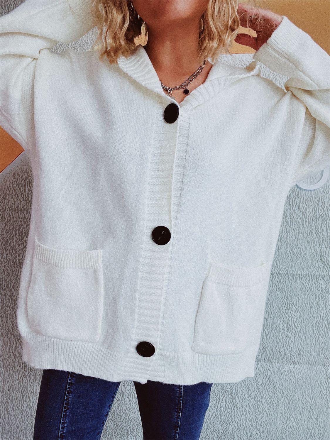 Dropped Shoulder Long Sleeve Hooded Cardigan Carauana Store