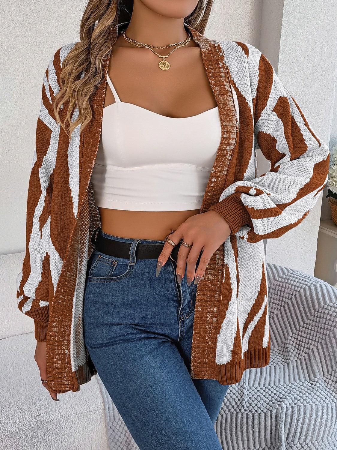 Open Front Animal Print Cardigan Carauana Store