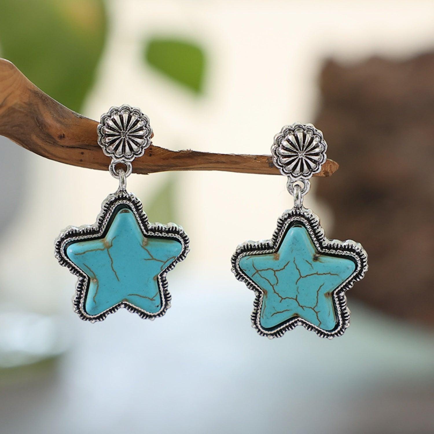 Artificial Turquoise Alloy Star Earrings Carauana Store
