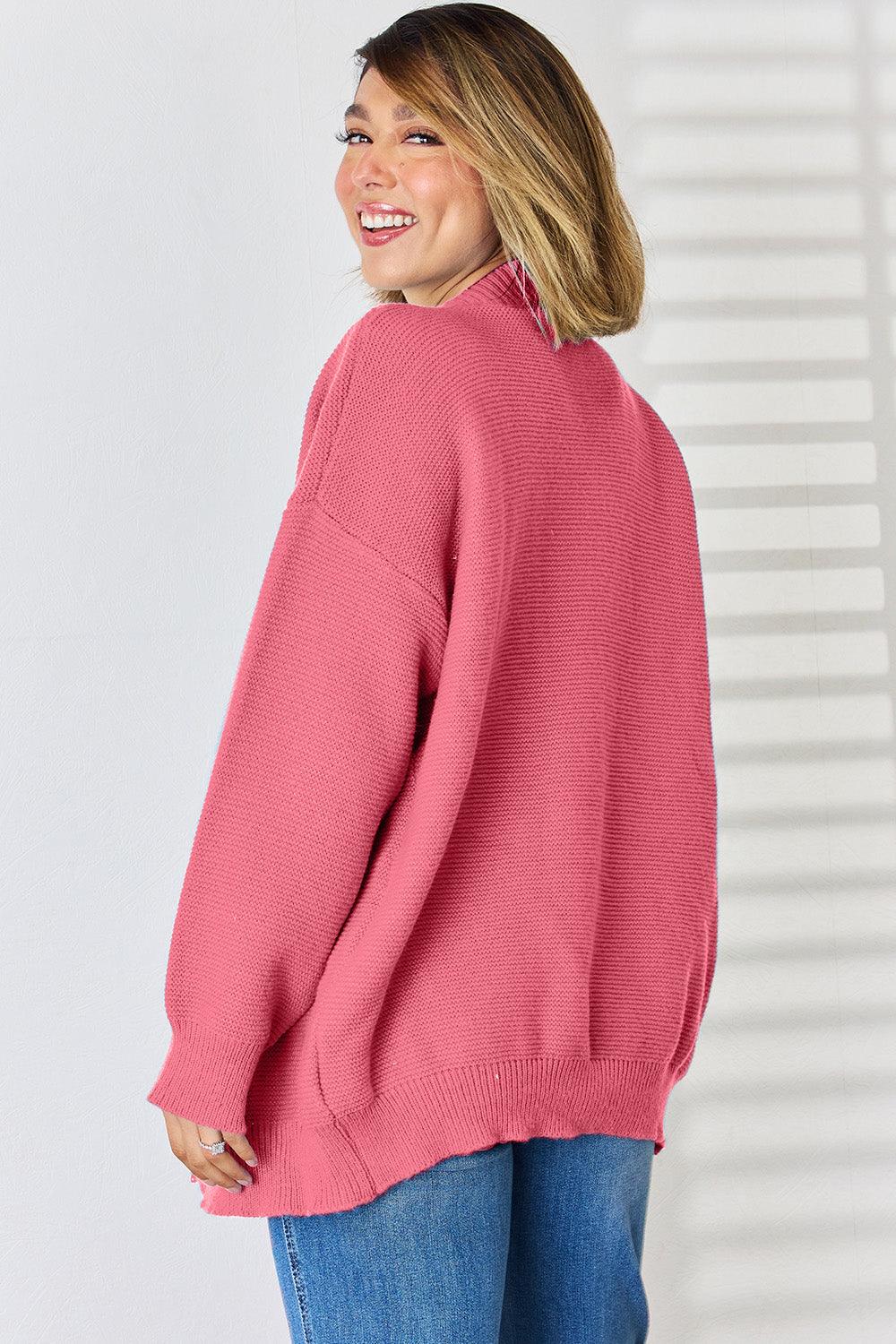 Open Front Dropped Shoulder Cardigan Carauana Store