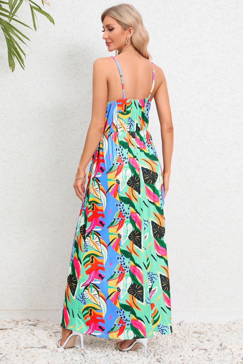 Printed Surplice Maxi Cami Dress Carauana Store