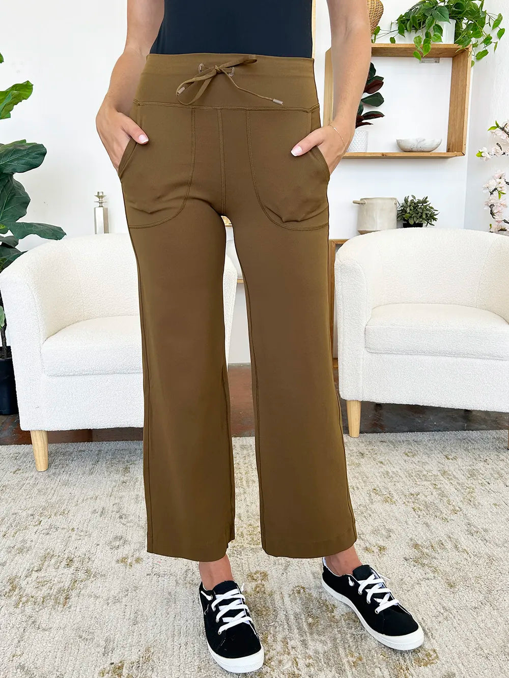 Millennia Drawstring Waist Wide Leg Sports Pants with Pockets Carauana Store