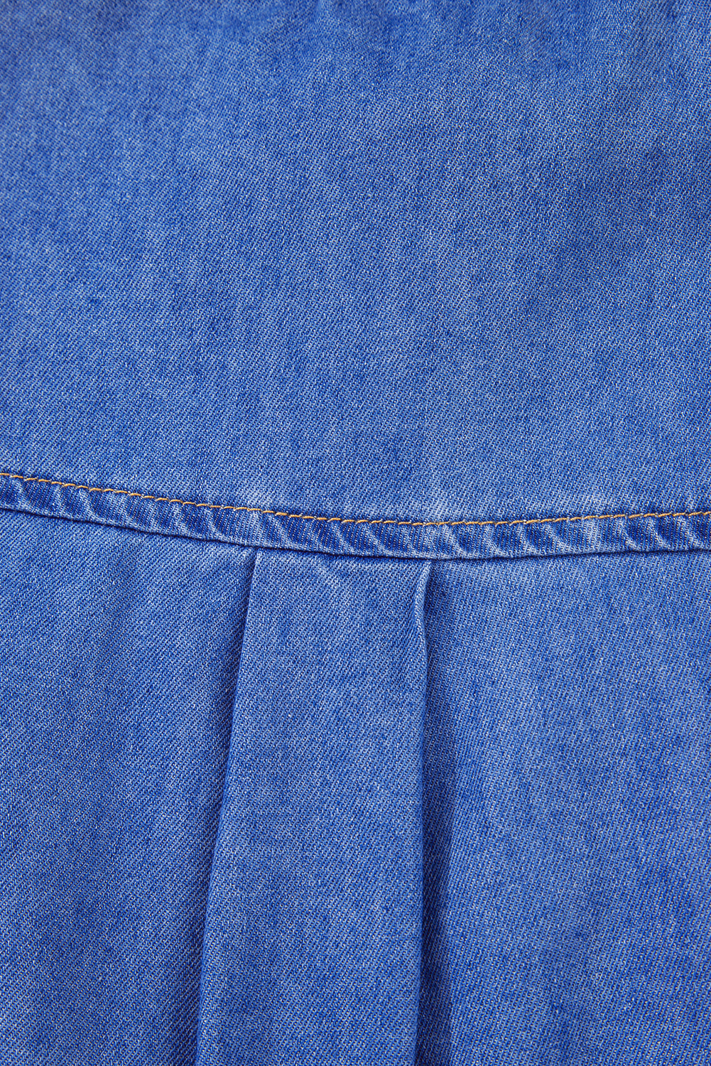 Sky Blue Mineral Wash Frilled Button Up Denim Shirt