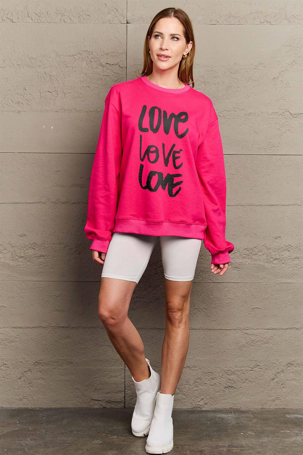 Simply Love Full Size LOVE Round Neck Sweatshirt Carauana Store