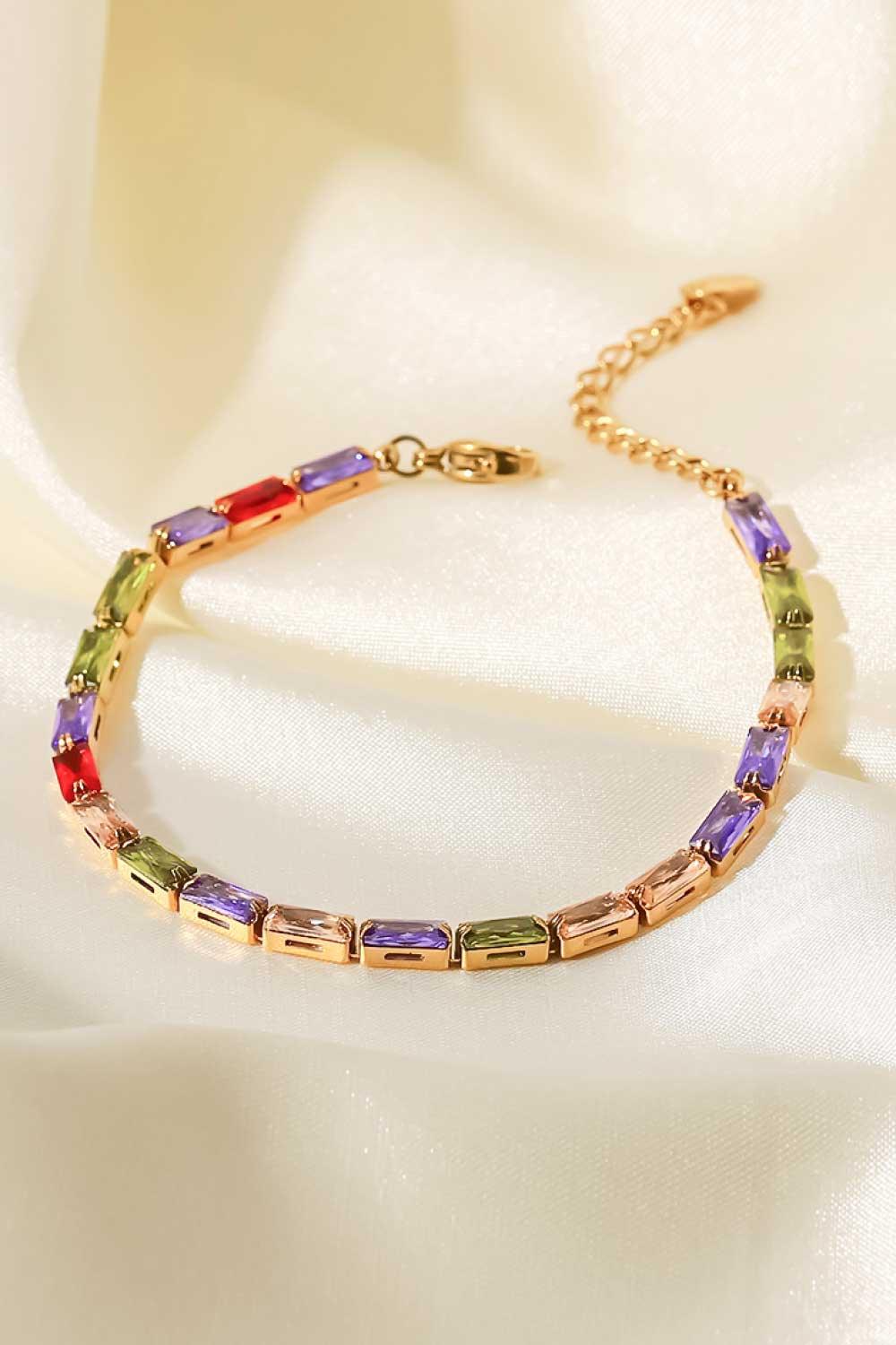 18K Gold Plated Multicolored Cubic Zirconia Bracelet Carauana Store
