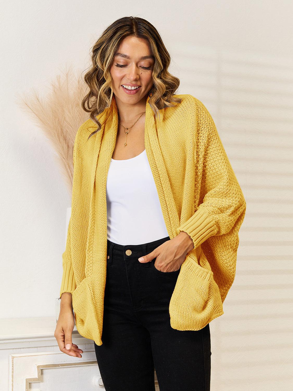 Angel Wings Open Front Cardigan with Pockets Carauana Store