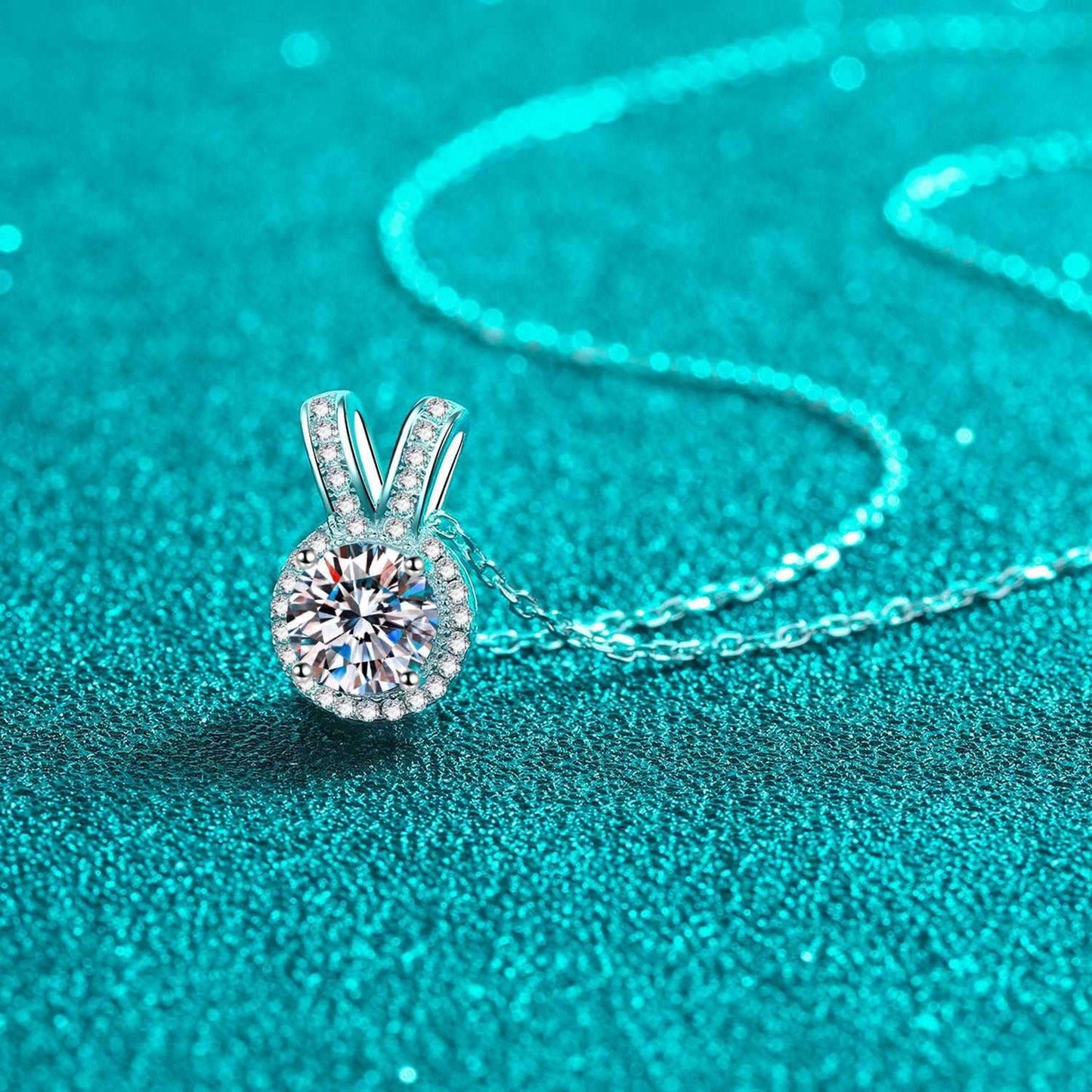 1 Carat Moissanite Rabbit Ears Shape Pendant Necklace Carauana Store