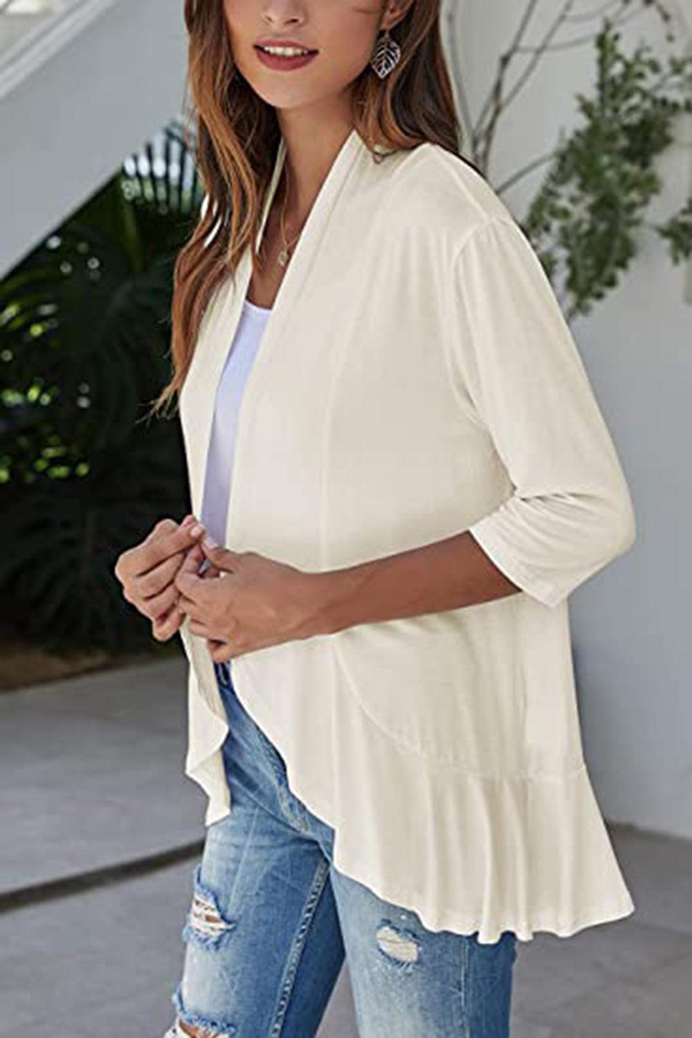 Open Front Three-Quarter Sleeve Cardigan Carauana Store