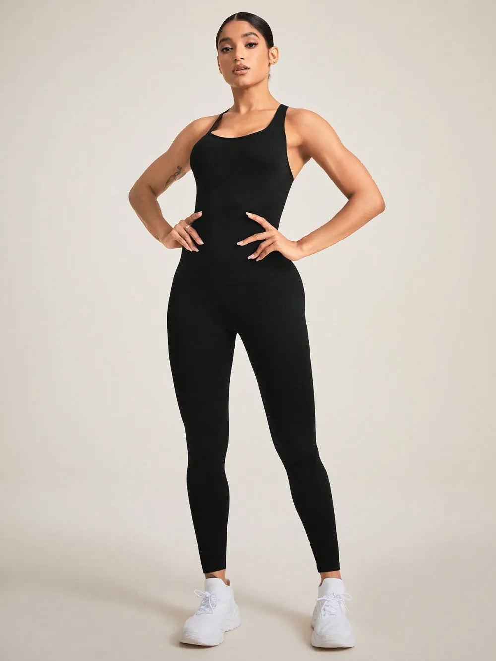 Crisscross Back Sleeveless Active Jumpsuit Carauana Store