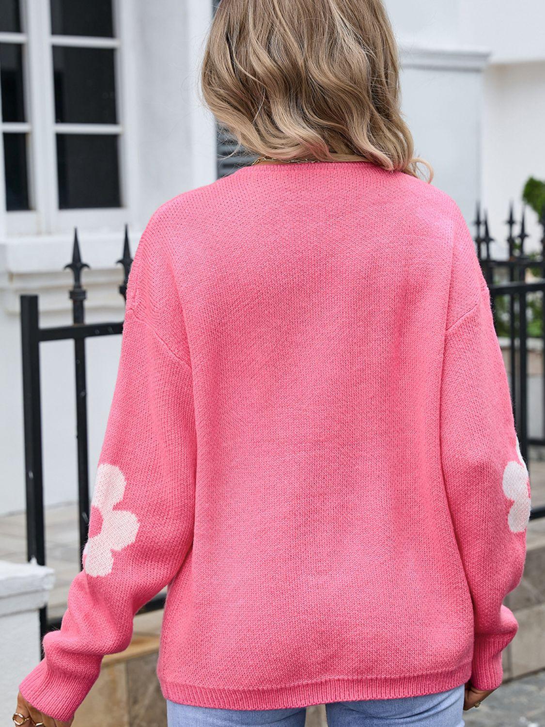 Angel Wings Flower Open Front Long Sleeve Cardigan Carauana Store