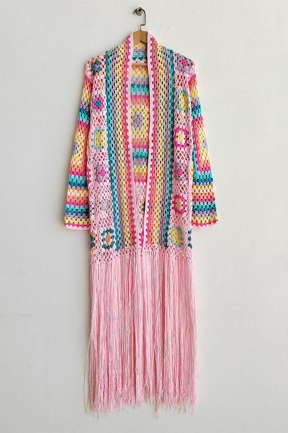 Fringe Tied Long Sleeve Cardigan Carauana Store