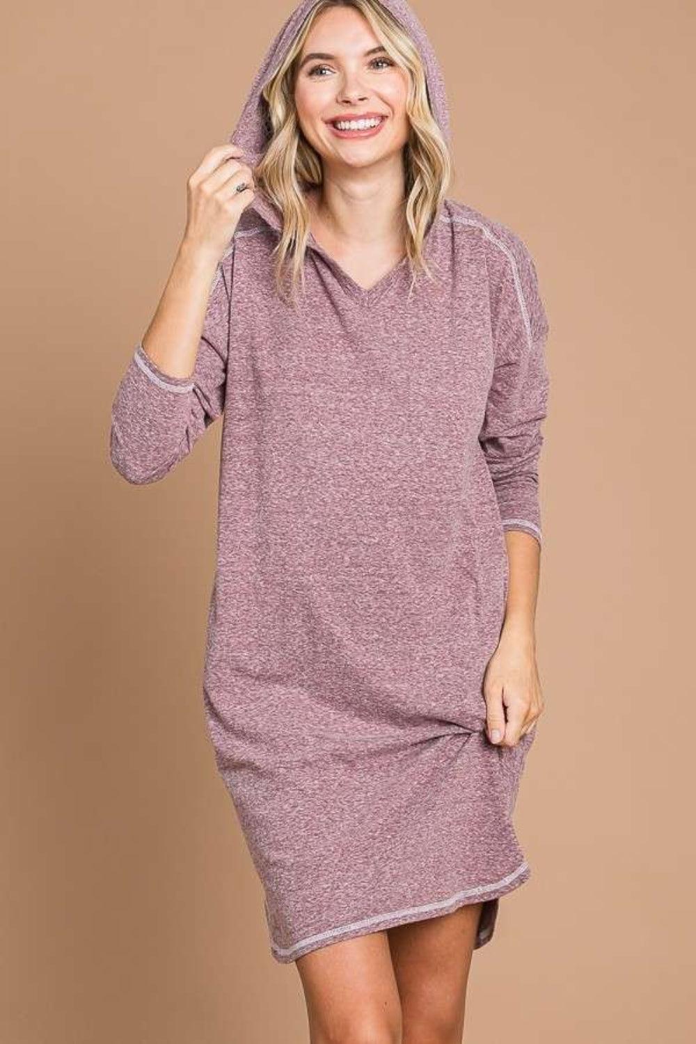 Culture Code Full Size Hooded Long Sleeve Sweater Dress Carauana Store