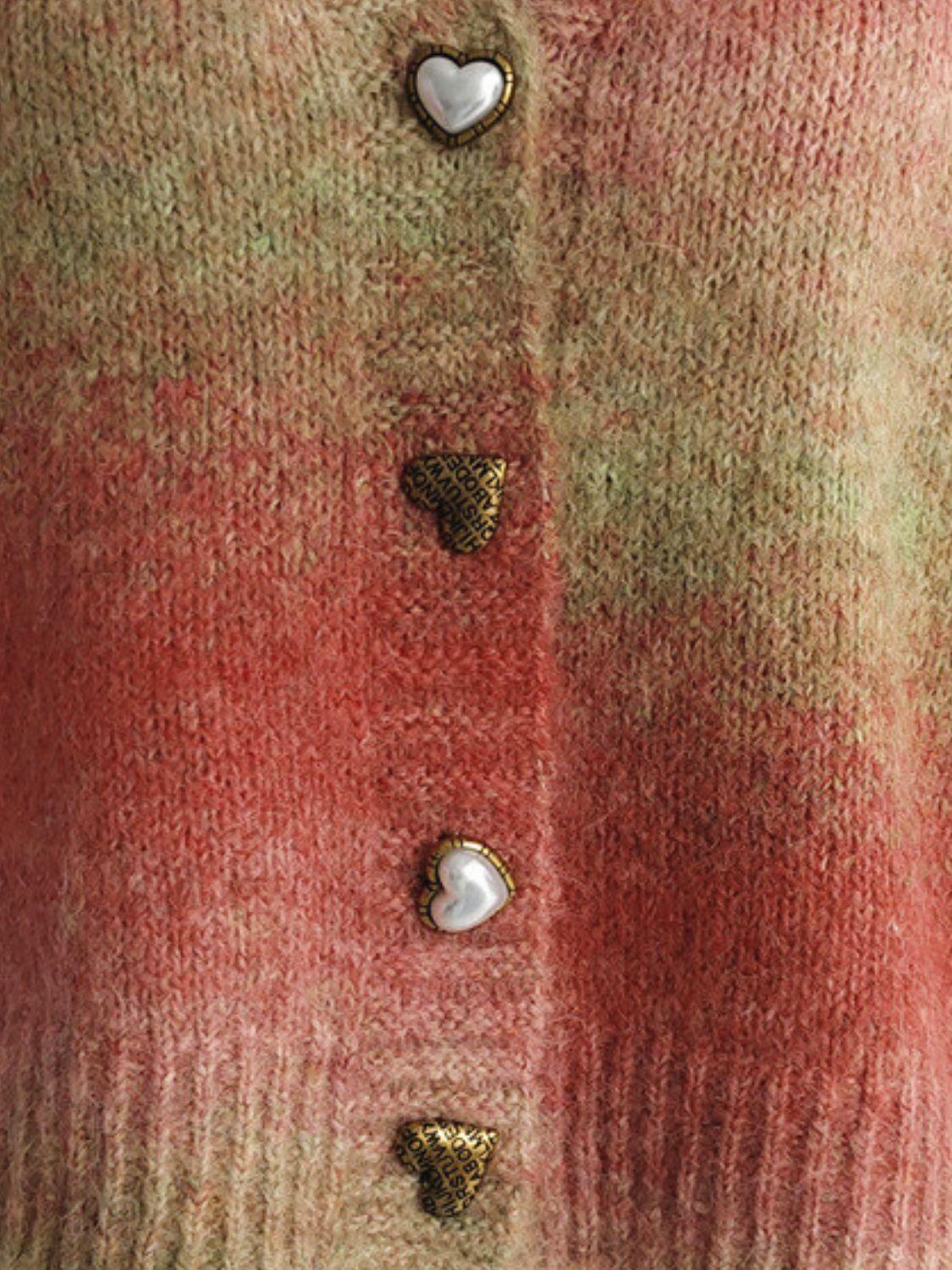 Gradient Heart Shape Button V-Neck Cardigan Carauana Store