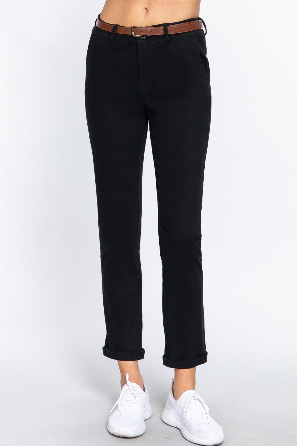 ACTIVE BASIC Cotton-Span Twill Straight Pants Carauana Store