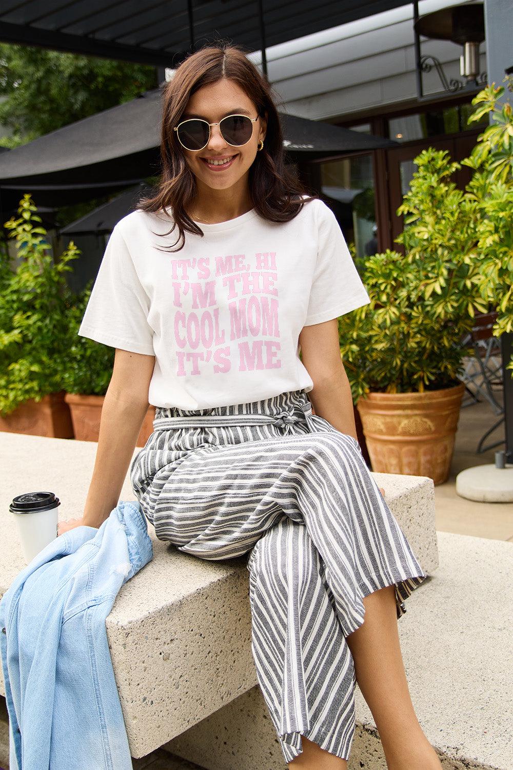 Simply Love Full Size IT'S ME,HI I'M THE COOL MOM IT'S ME Round Neck T-Shirt Carauana Store