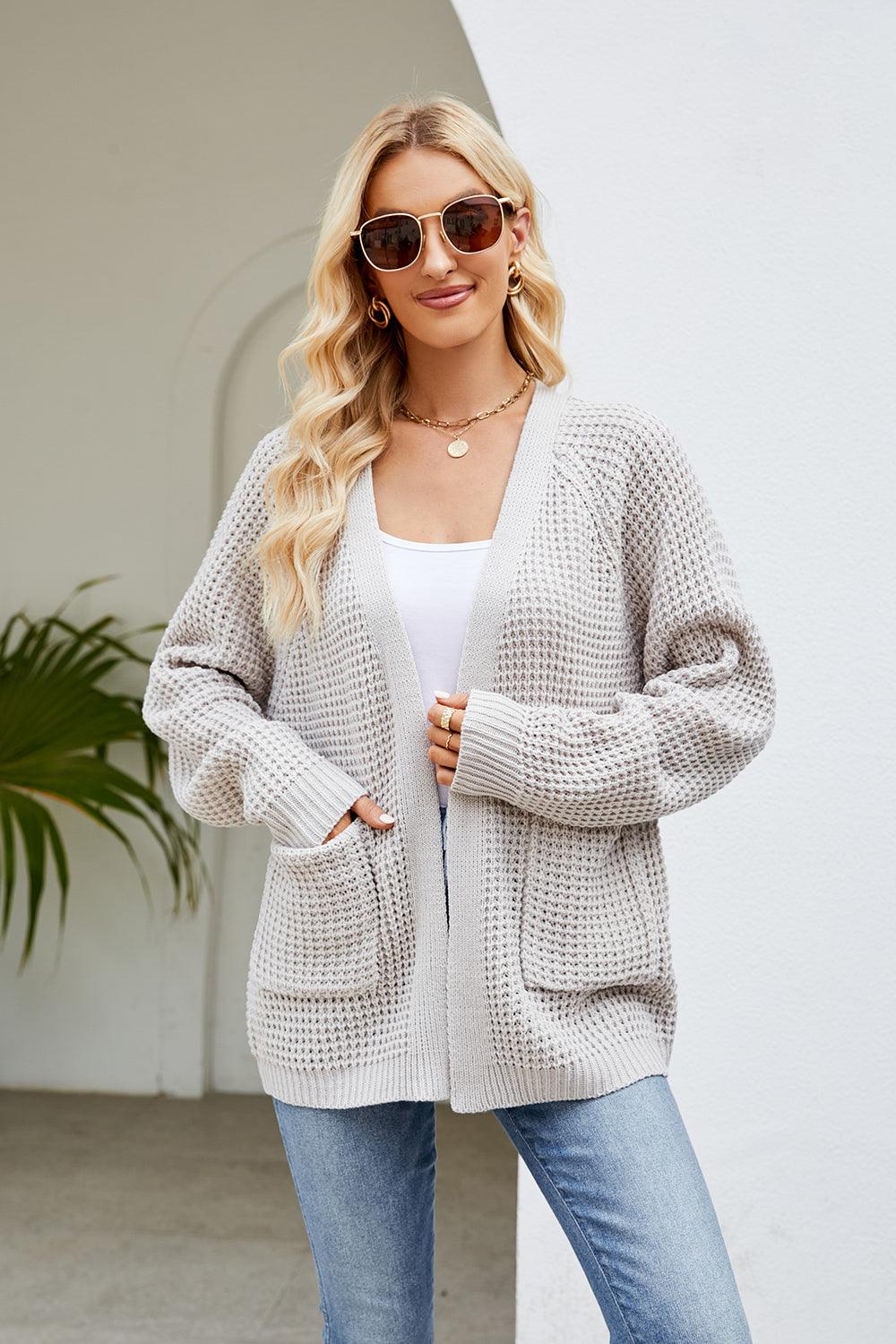 Open Front Long Sleeve Cardigan with Pockets Carauana Store