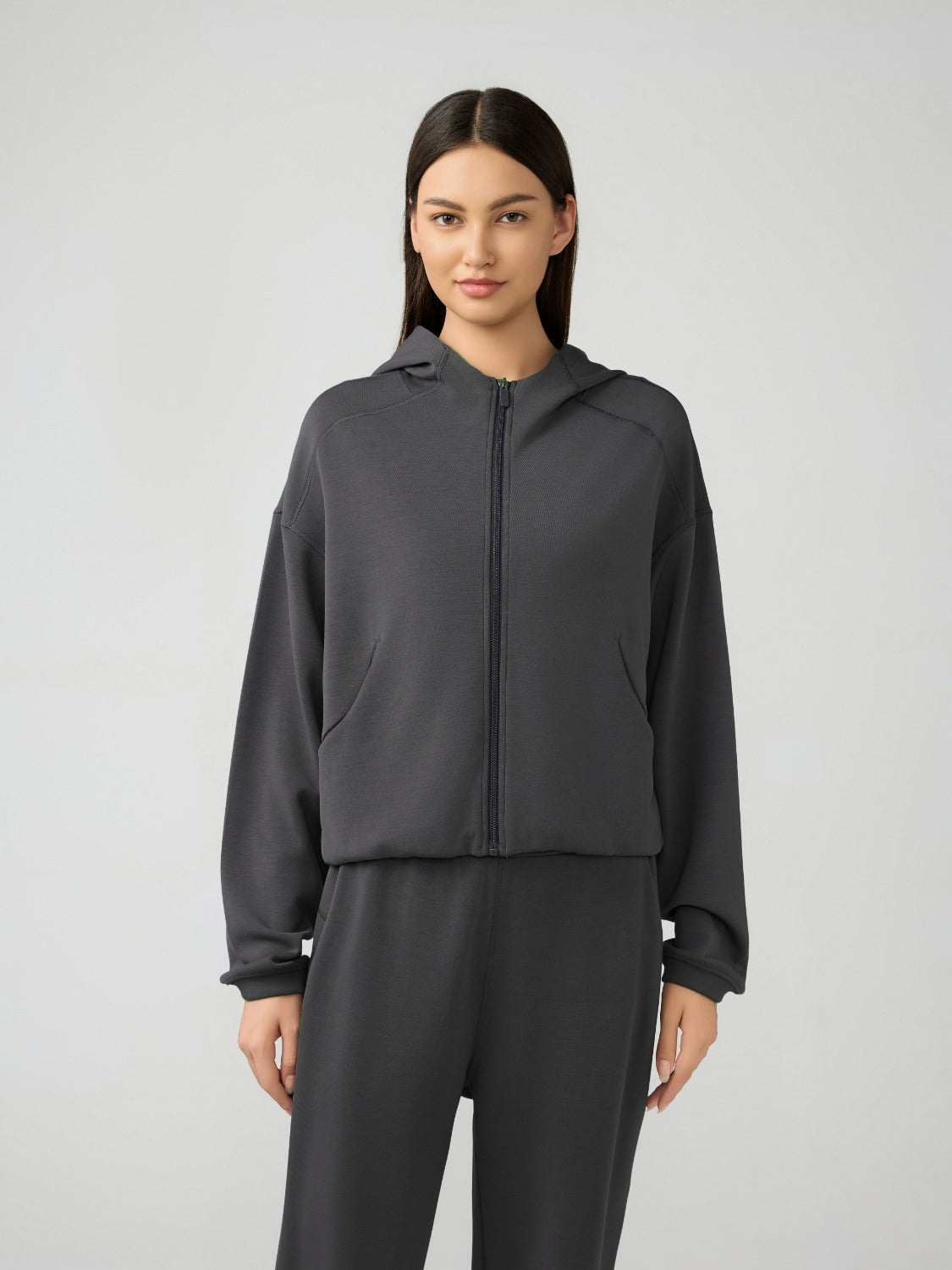 Millennia Zip Up Dropped Shouder Active Hooded Carauana Store