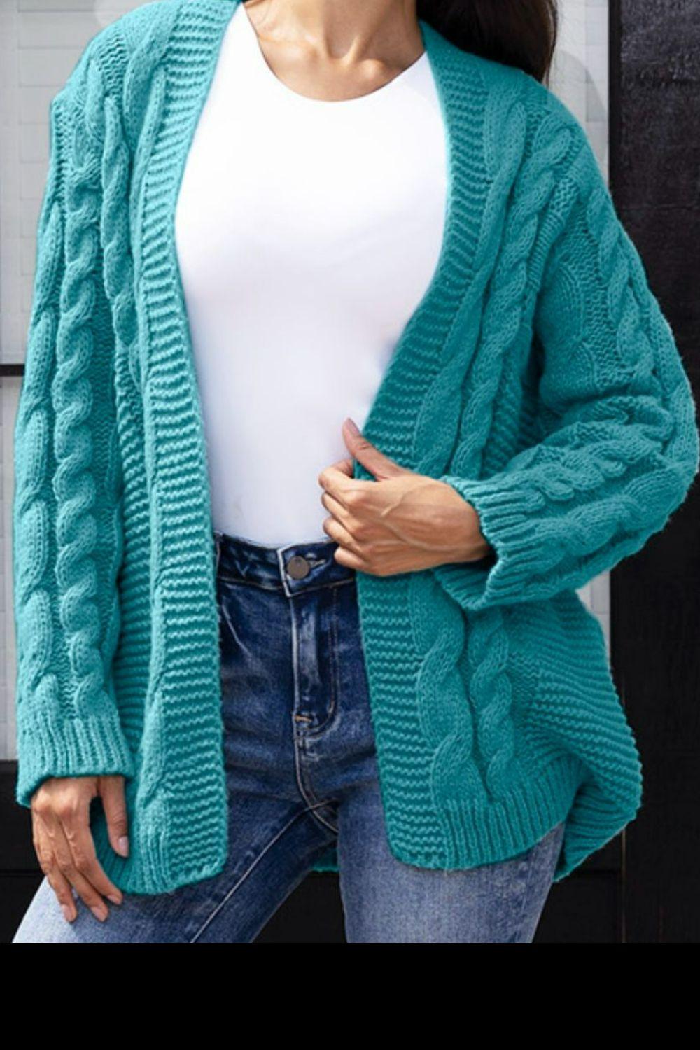 Open Front Cable-Knit Cardigan Carauana Store