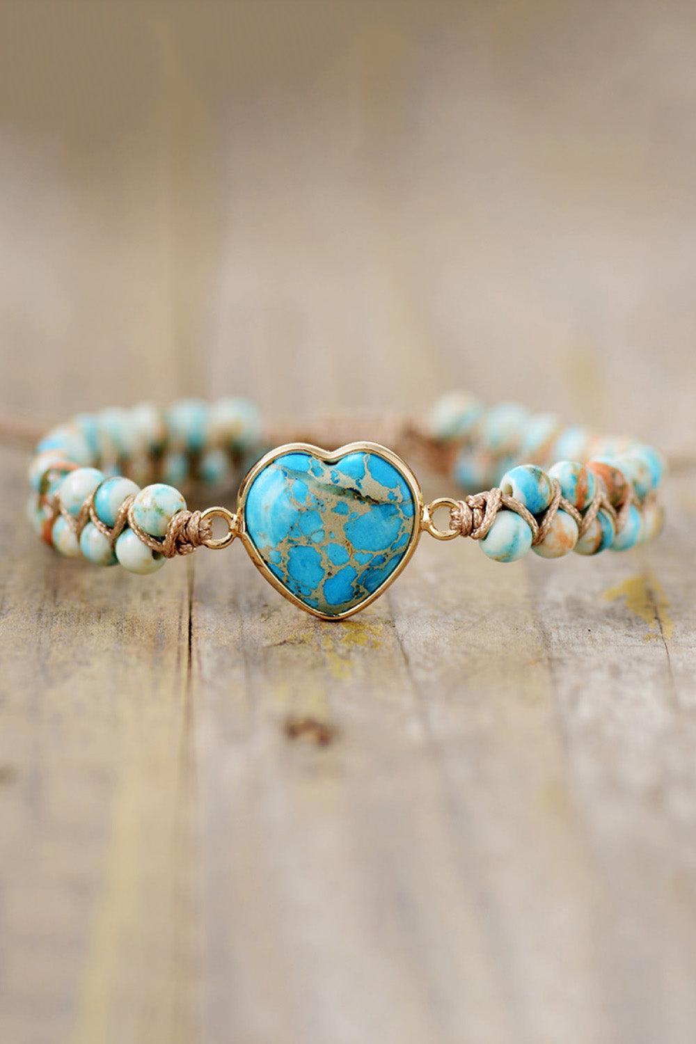 Handmade Heart Shape Natural Stone Bracelet Carauana Store