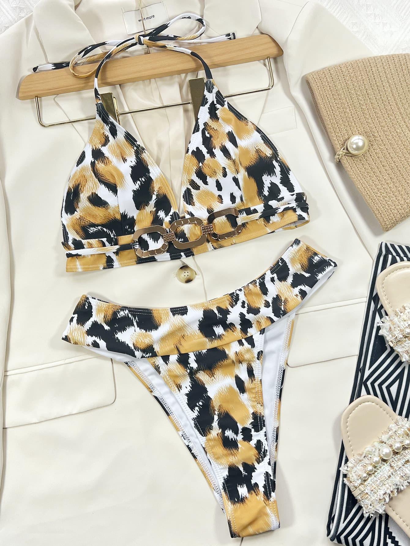 Animal Print Halter Neck Bikini Set Carauana Store