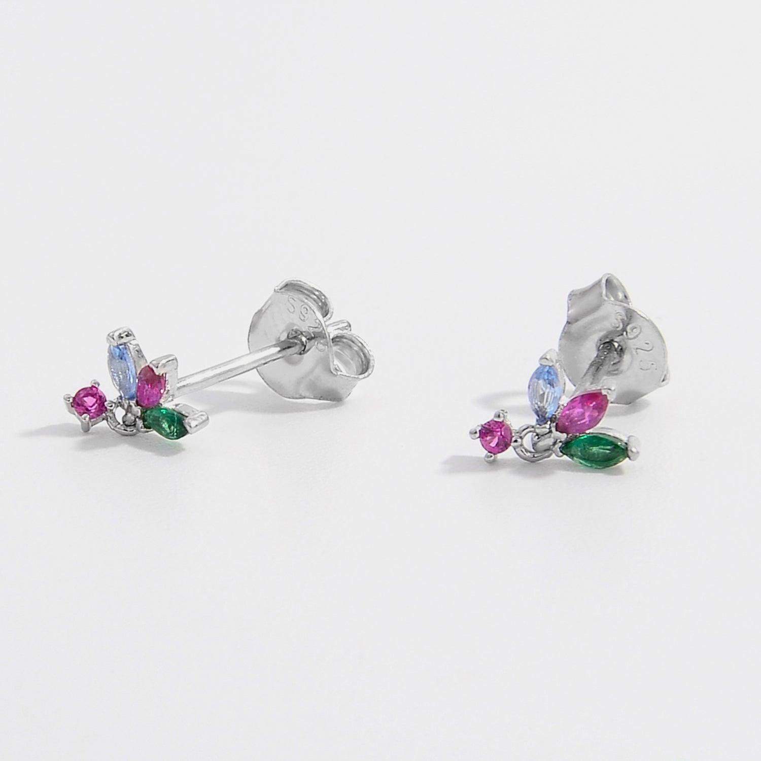 Inlaid Zircon 925 Sterling Silver Geometric Stud Earrings Carauana Store