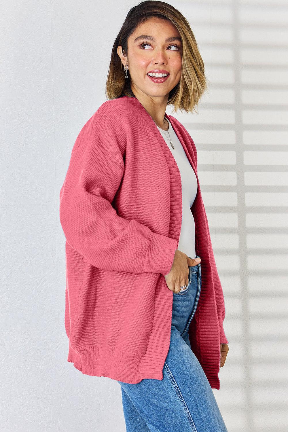 Open Front Dropped Shoulder Cardigan Carauana Store