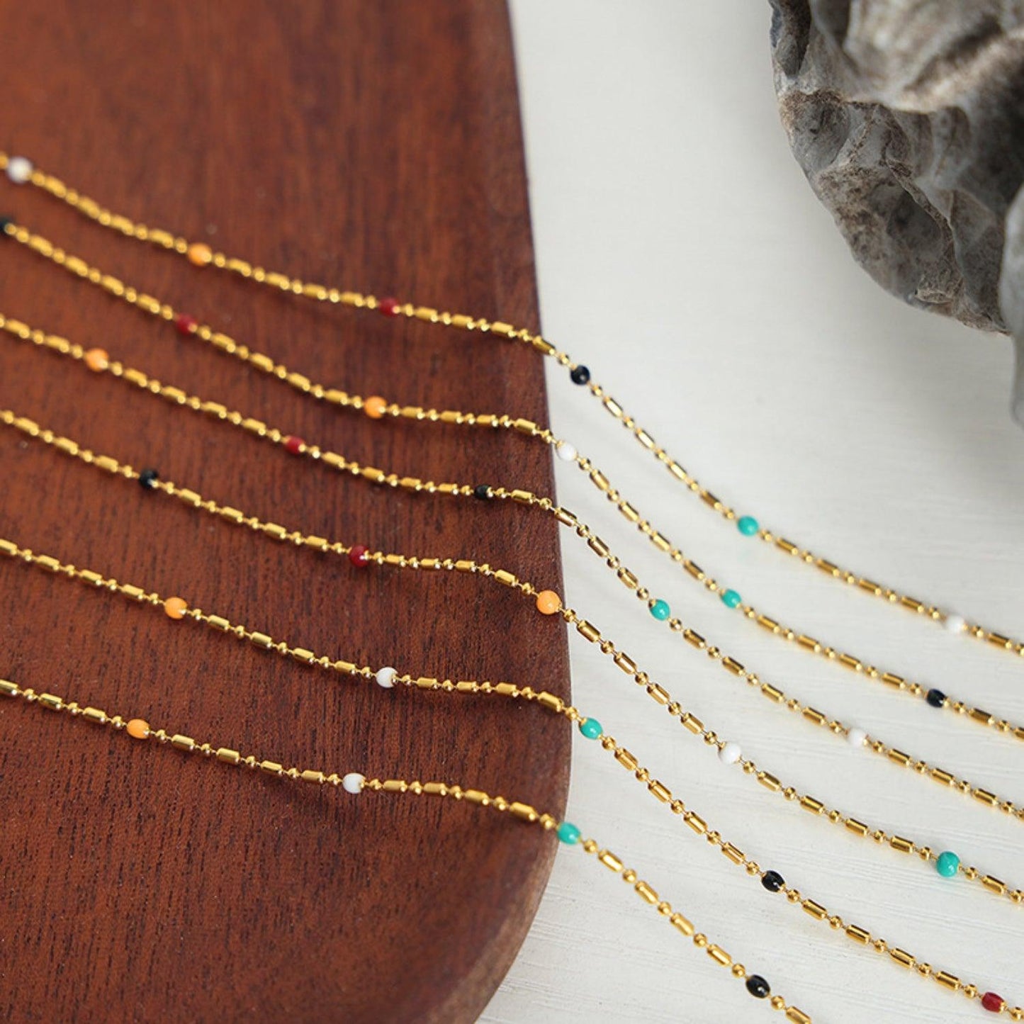18K Gold-Plated Oil Drip Bead Necklace Carauana Store