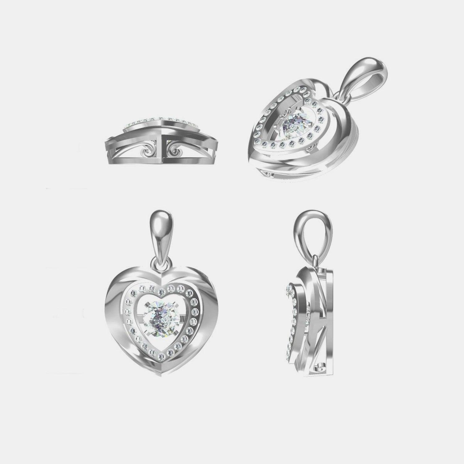 Moissanite 925 Sterling Silver Heart Necklace Carauana Store