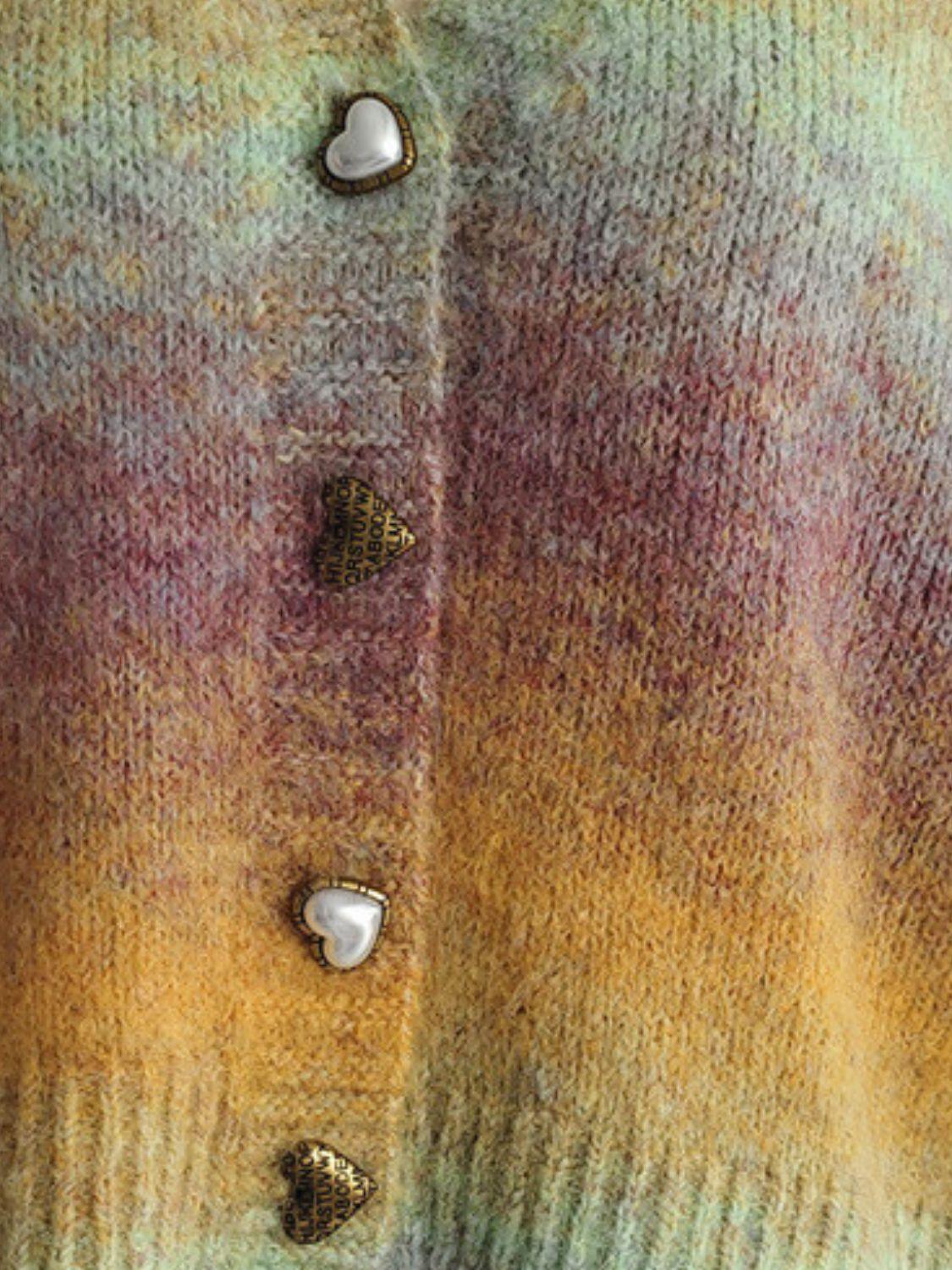 Gradient Heart Shape Button V-Neck Cardigan Carauana Store