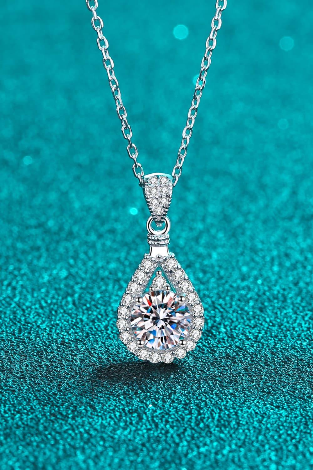 2 Carat Moissanite Teardrop Pendant 925 Sterling Silver Necklace Carauana Store