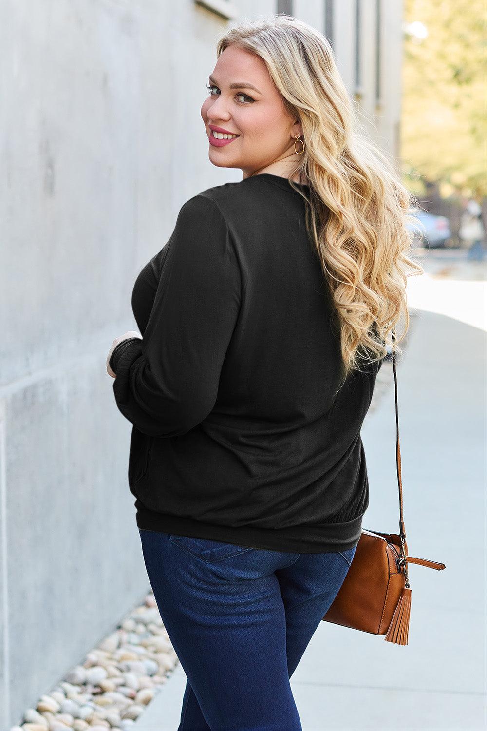 Basic Bae Full Size V-Neck Lantern Sleeve Blouse Carauana Store