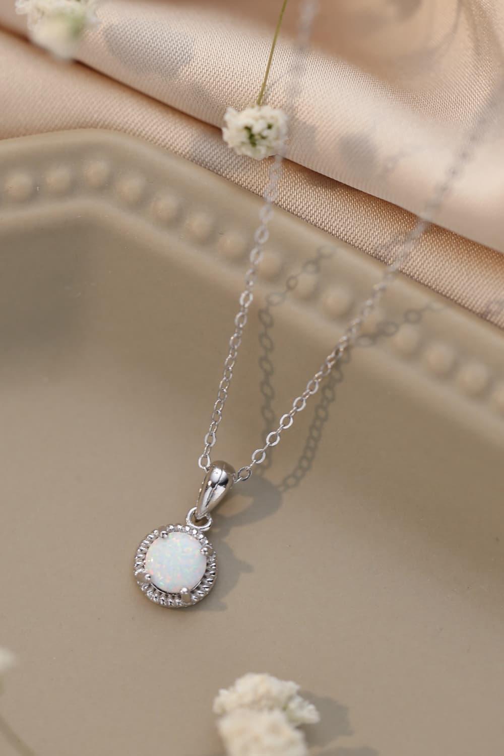 Opal Round Pendant Chain Necklace Carauana Store
