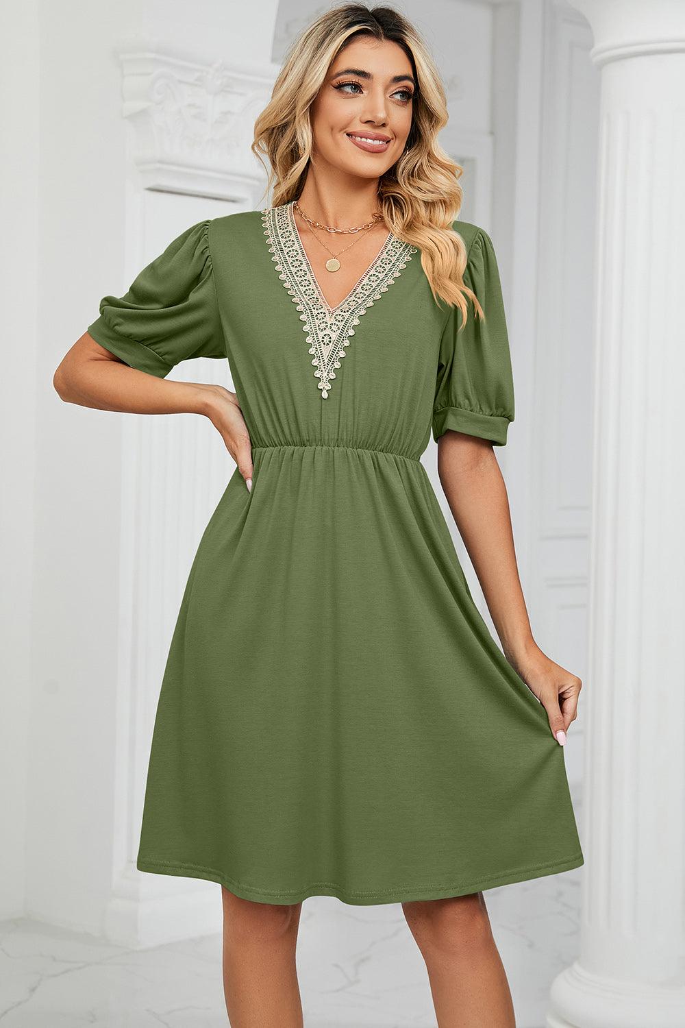 V-Neck Puff Sleeve Dress Carauana Store